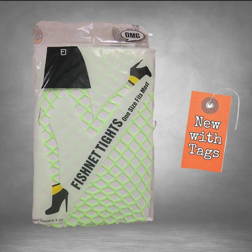NWT/ Neon Green Fishnet Tights